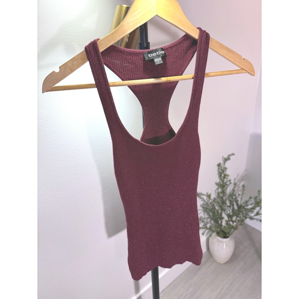 Bebe racerback y2k spring break top sweater tank LG jeans summer top red EUC